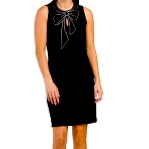 Nicole Miller Black Embellish Bow Sleeveless Dress